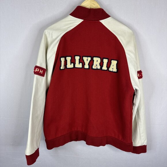 Illyria Prep Varsity Jacket She’s The Man Style Red Wool Leather Sleeves M - Picture 5 of 8
